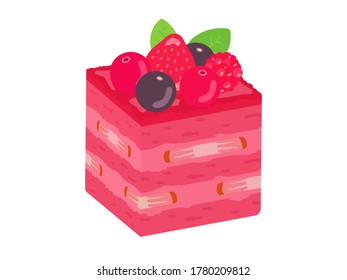 Ilustración de la tarta de mora cortada.