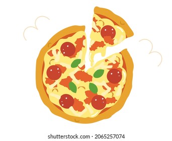 It is an illustration of a cut pizza.