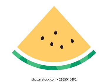 Illustration of a cut yellow watermelon.