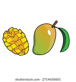 La ilustración del corte fresco de la fruta del mango de Cutaway