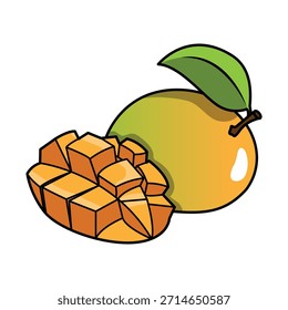 Die Illustration von Cutaway Mango Fruit Half Cut