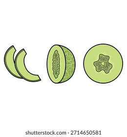 A Ilustração de Fruta de Melão de Corte Tudo Cortado Fresco