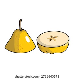 La ilustración de la fruta de pera cortada