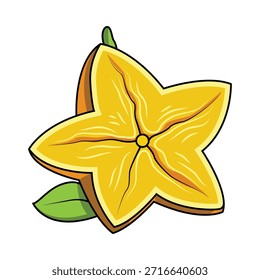 The Illustration of Cutaway Star Fruit