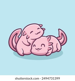 Illustration of a cute and adorable axolotl engaging in cute activities 