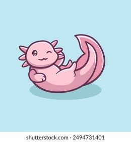 Illustration of a cute and adorable axolotl engaging in cute activities 