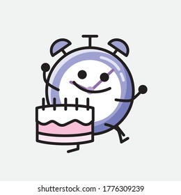 Ilustración del carácter de vector de reloj de alarma de cuta
