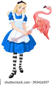 Illustration of cute Alice Plays Croquet