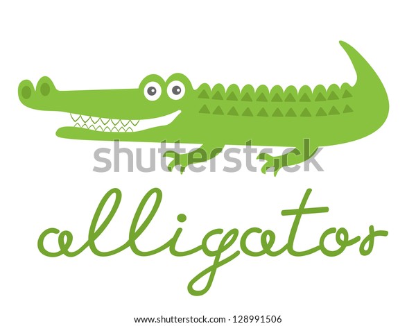 Illustration Cute Alligator Character Stock Vector (Royalty Free) 128991506