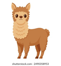 Illustration of Cute Alpaca  animal Isolated