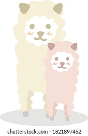 Illustration of a cute alpaca seen from the front