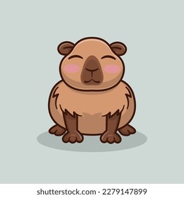 illustration of a cute animal capybara in cartoon style 