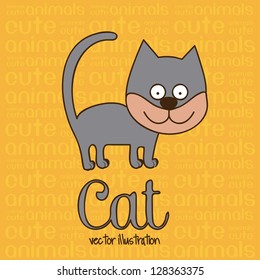 Illustration of Cute Animals. Cat illustration. vector illustration