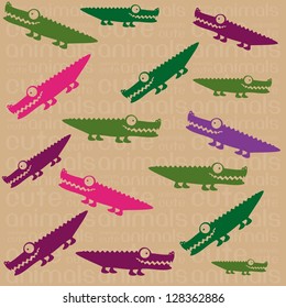 Illustration of Cute Animals. crocodile illustration. vector illustration