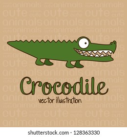 Illustration of Cute Animals. crocodile illustration. vector illustration