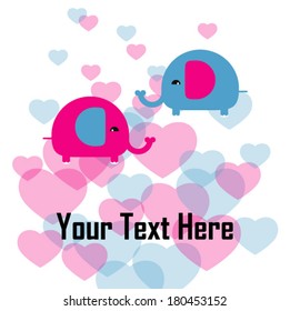 Illustration of Cute Animals. Elephant love. vector illustration 