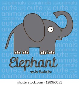 Illustration of Cute Animals. Elephant illustration. vector illustration