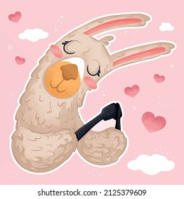 Illustration cute animals with love