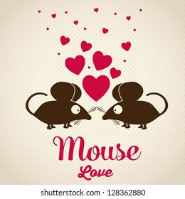 Illustration of Cute Animals. Mouse love. vector illustration