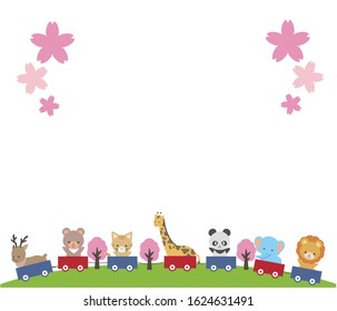 
Illustration of cute animals riding a train