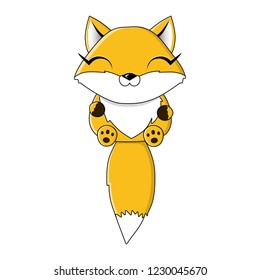 Illustration cute animals stile colorful fox toy