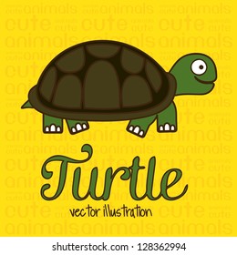 Illustration of Cute Animals. Turtle illustration. vector illustration
