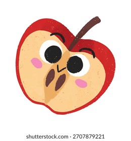 Illustration of cute apple fruit crayon symbol icon sticker cartoon expression