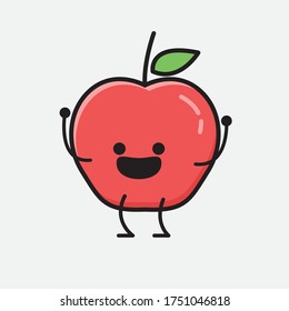 An Illustration of Cute Apple Fruit Mascot Vector Character in Flat Design Style