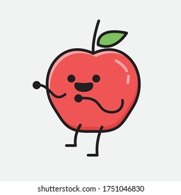 An Illustration of Cute Apple Fruit Mascot Vector Character in Flat Design Style