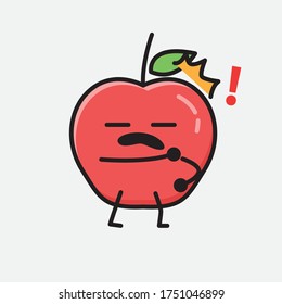 An Illustration of Cute Apple Fruit Mascot Vector Character in Flat Design Style