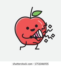 An Illustration of Cute Apple Fruit Mascot Vector Character in Flat Design Style