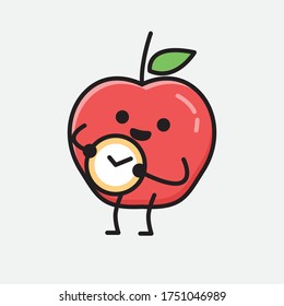 An Illustration of Cute Apple Fruit Mascot Vector Character in Flat Design Style