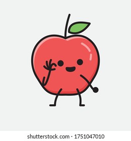 An Illustration of Cute Apple Fruit Mascot Vector Character in Flat Design Style