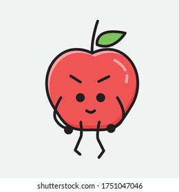 An Illustration of Cute Apple Fruit Mascot Vector Character in Flat Design Style