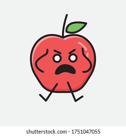An Illustration of Cute Apple Fruit Mascot Vector Character in Flat Design Style