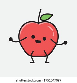 An Illustration of Cute Apple Fruit Mascot Vector Character in Flat Design Style