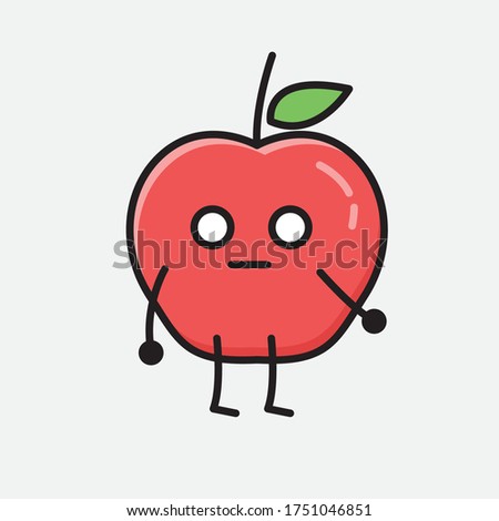 An Illustration of Cute Apple Fruit Mascot Vector Character in Flat Design Style