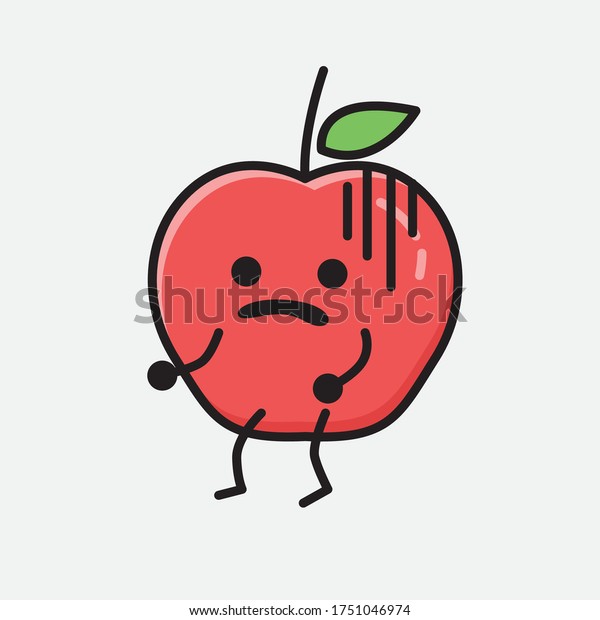 フラットデザインのかわいいリンゴのフルーツマスコットベクター画像キャラクターのイラスト のベクター画像素材 ロイヤリティフリー