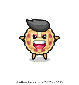 the illustration of cute apple pie doing scare gesture , cute style design for t shirt, sticker, logo element