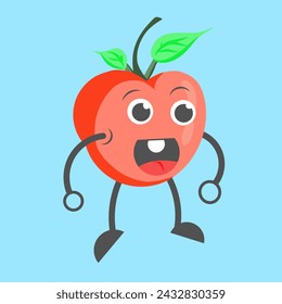 illustration of a cute apple that contains lots of vitamins A, B6, C and potassium