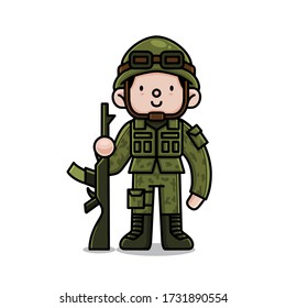 Illustration of cute army vector. The Concept of Isolated Technology, Banners, Flyers, Stickers, Cards