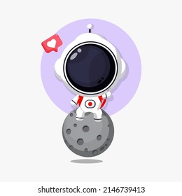 Illustration of cute astronaut on the moon