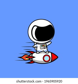 illustration of cute astronaut riding a rocket vector design