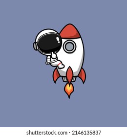 illustration of cute astronaut riding a rocket vector design