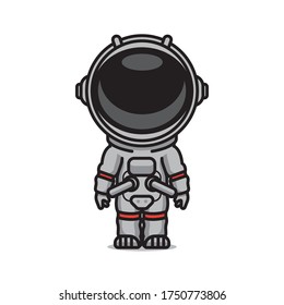 Illustration of cute astronout vector The Concept of Isolated Technology. Flat Cartoon Style Suitable for Landing Web Pages, Banners, Flyers, Stickers, Cards