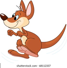 Illustration of cute Australian Kangaroo, roaming free