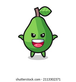 the illustration of cute avocado doing scare gesture , cute style design for t shirt, sticker, logo element
