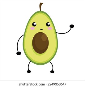 illustration of cute avocado, vector avocado