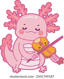 Illustration of cute axolotl activities icon.
Funny pink axolotl in daily routine stickers.
Pink axolotl playing violence