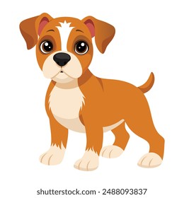 Illustration of Cute Baby Boxer Dog Isolated